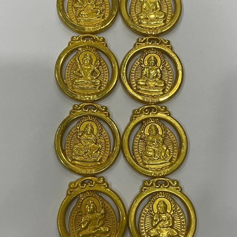 Collectible Copper Gilt Auspicious Tibetan Style Eight Guardian Deities Pendant Ornament