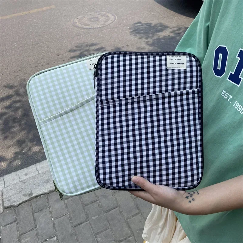 11 13 Inch Universal Tablets Case Chic Simplicity Checkboard Tablet Pc Bag for Ipad Xiaomi Huawei Large Capacity Stationey Bag