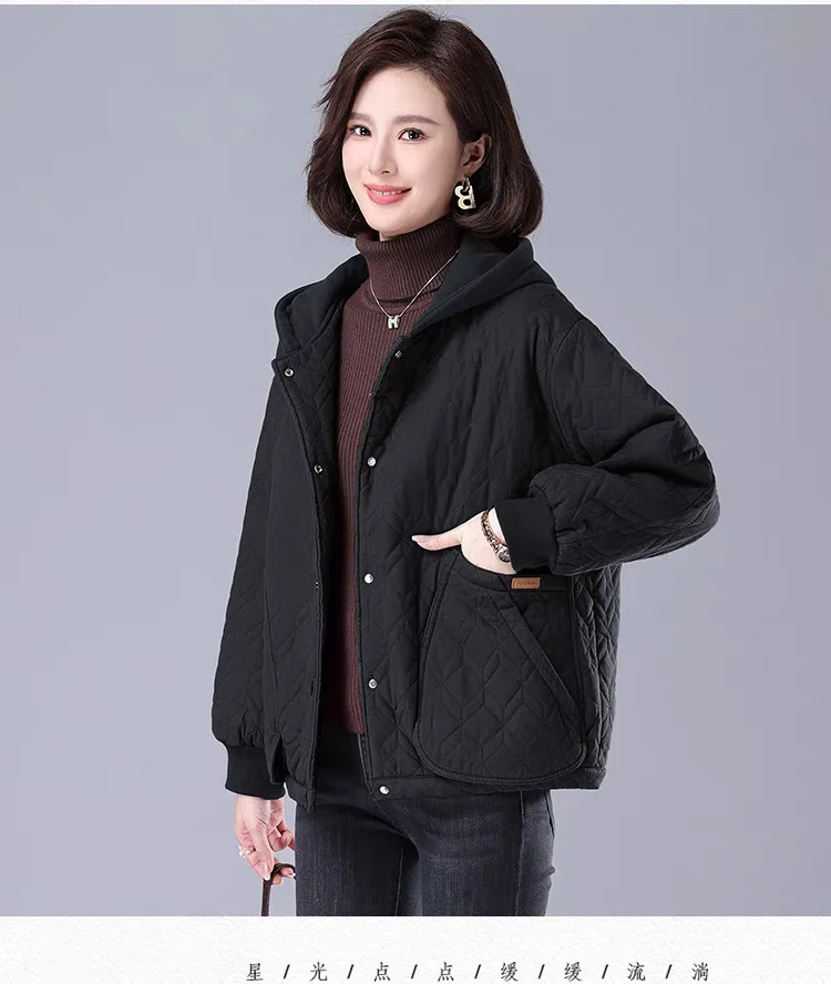 Women Hooded Parkas Coats Solid Jackets Pocket Pockets Long Sleeves Single Breasted Loose Fit Casual Office Lady 2025 Winter