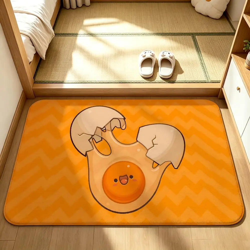 Runny Sunny-Side-Up EggS Floor Mat Bedroom Carpet, Bathroom Foot Mat, Doormat, Non-Slip Absorbent Multi-Use
