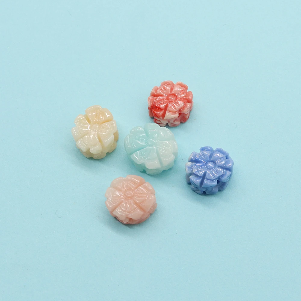 

Carved Artificial Coral Beads Through Hole Fashion Flower Shape Multicolor Bead for DIY Necklace Gift Jewelry Making Accessories