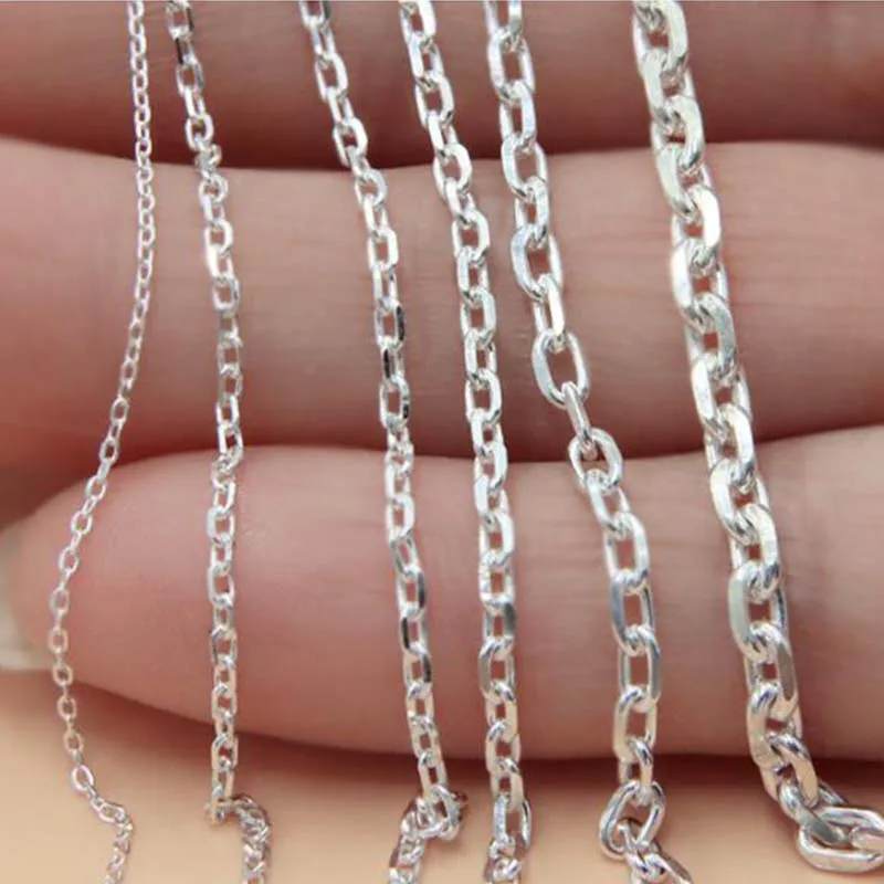 Genuine Real Pure Solid 925 Sterling Silver Cross Chain O Shape Wire Line Chains Necklace Bracelet Jewelry Making 0.9mm image 5
