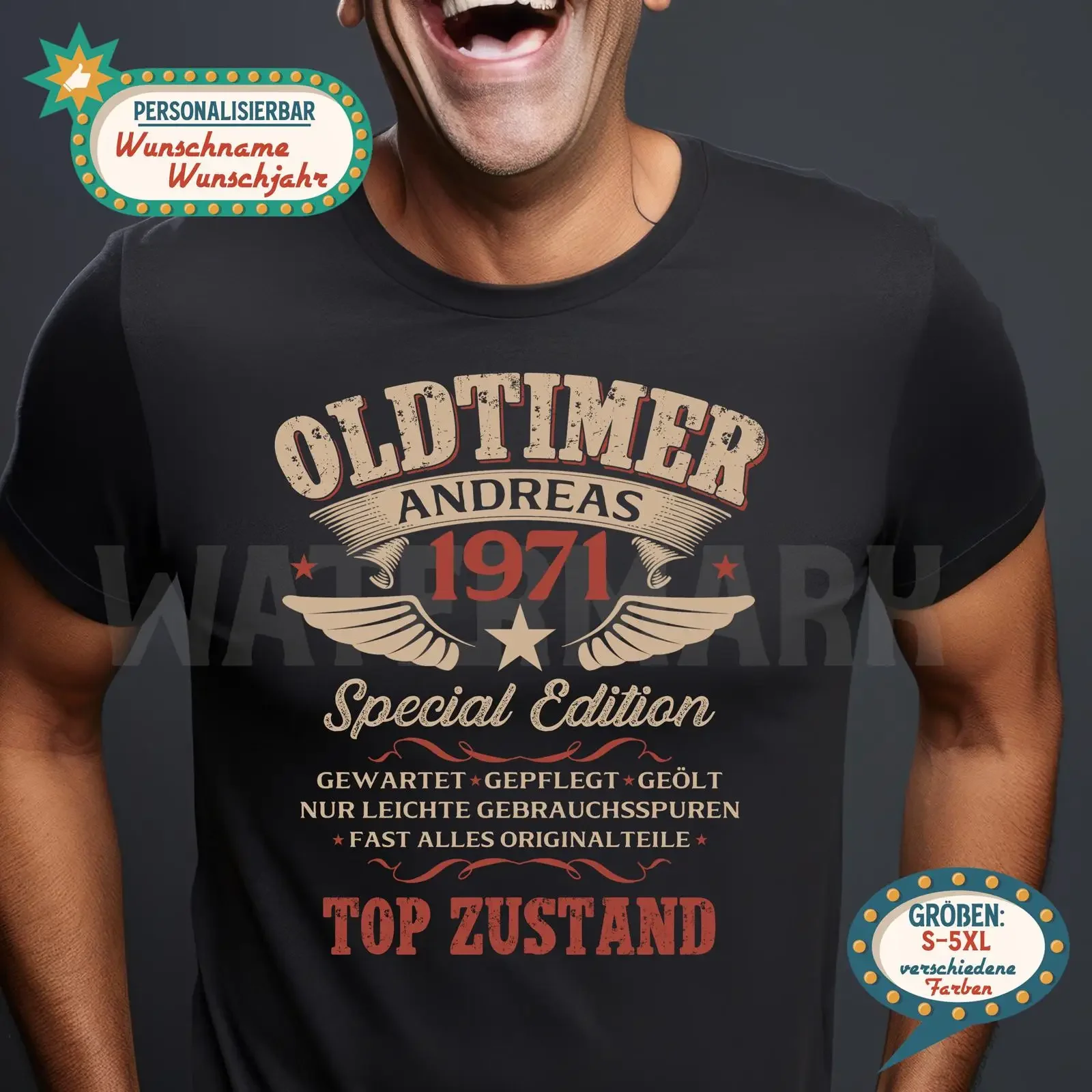 Personalized 1971 55th Birthday for Men Oldtimer Special Edition Funny Vintage Custom Name T Shirt vintage Washed Casual