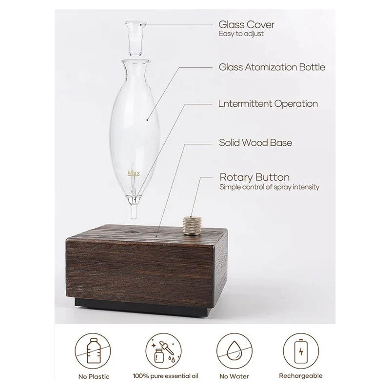 ABKR-Diffuser Minyak Esensial Tanpa Air Penyebar Mini untuk Kamar Besar Kamar Tidur Hotel Penyebar Mini Tanpa Kabel Kayu