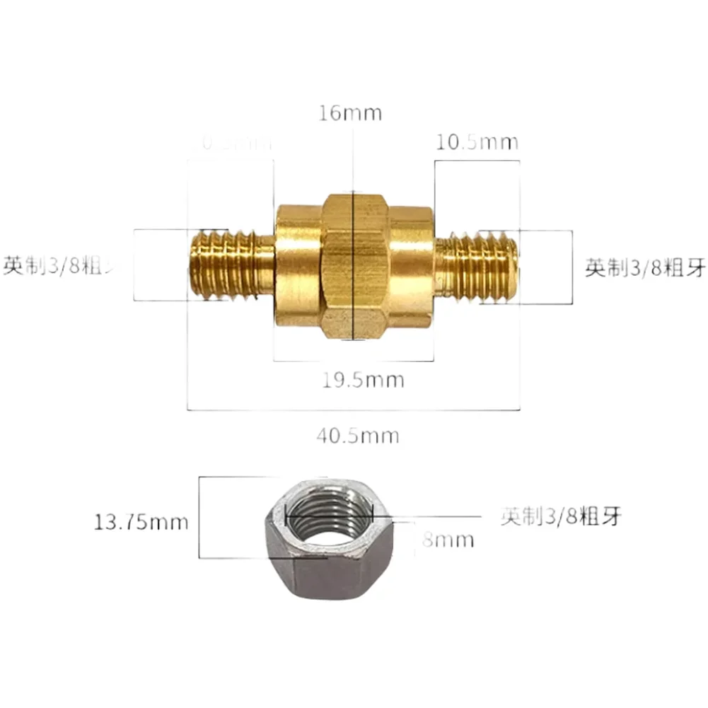 

For Car Boat Marine Battery Terminal Bolts Solid Brass 3816 Thread Side Mount Double Ended for Easy Installation