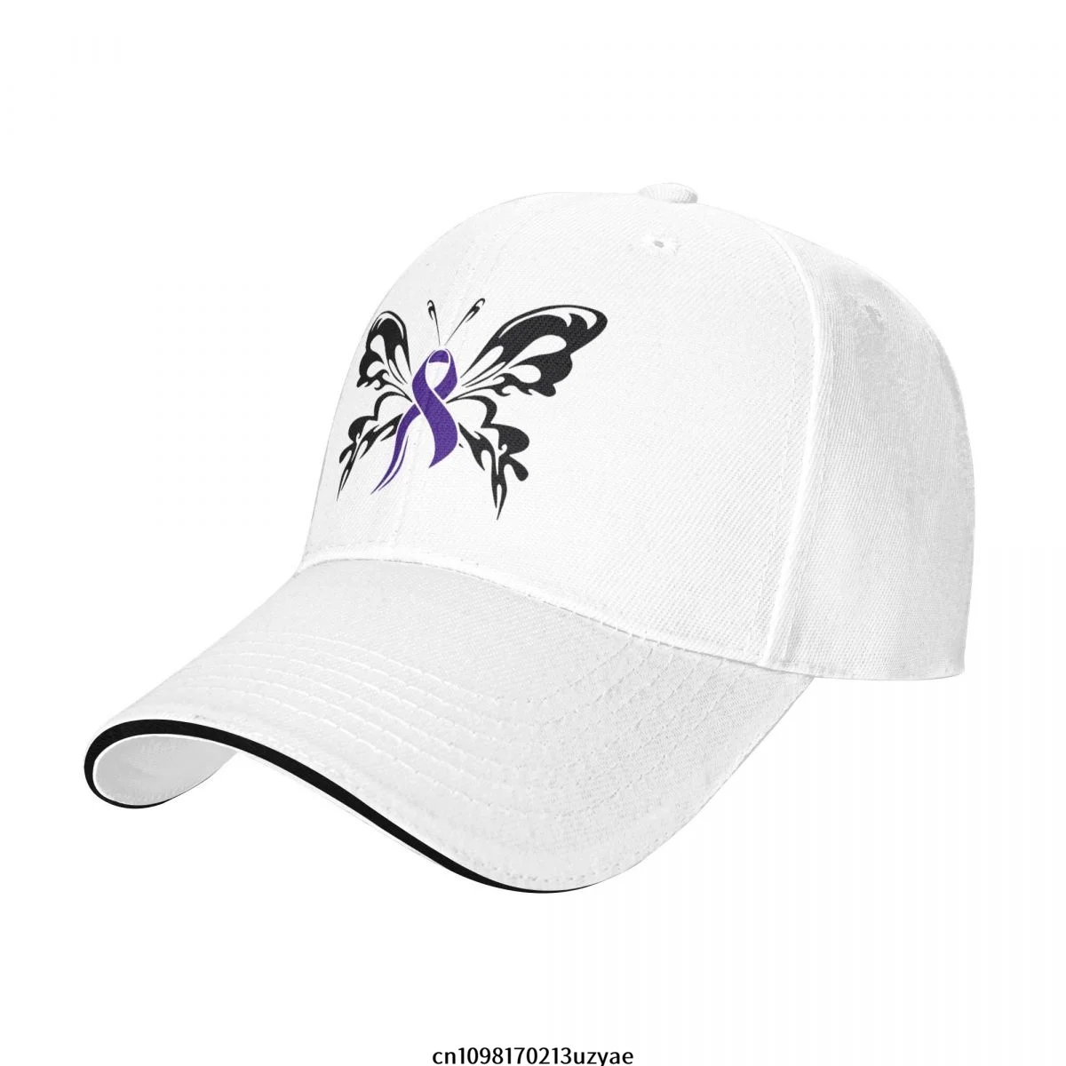 Berretti da baseball con farfalle a nastro per cancro al colon Berretto da sandwich Hip Hop Uomo Donna Cappello sportivo da esterno regolabile