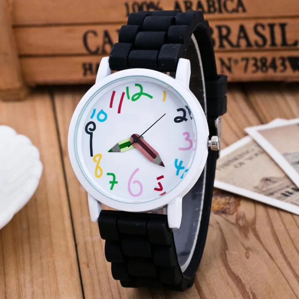 1Pcs Fashion Kids Watch Creative Pencil Pointer Cartoon Children Wrist Silicone Wristband Birthday Gift Baby Shower Souvenir