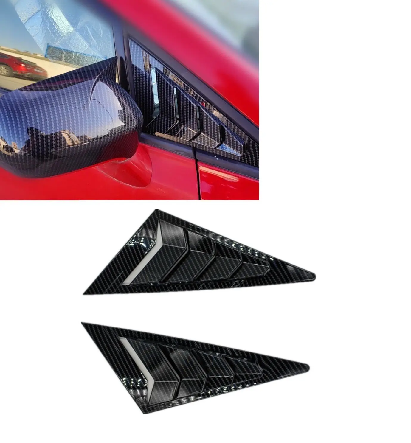 

For Honda Civic Sedan 8th 2006-2010 Car Front Triangle Window Louver Side Shutter Blind Shades Cover Trim Sticker Vent Carbon