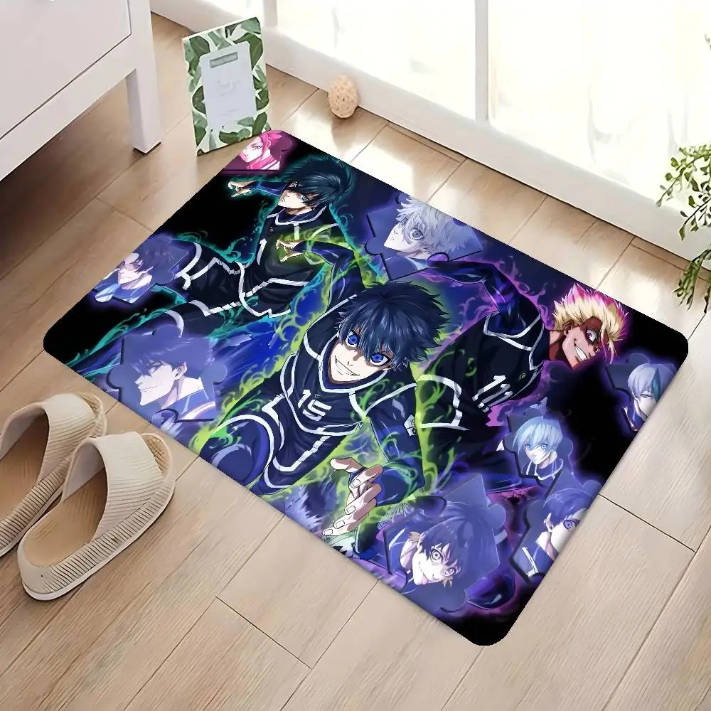 أنيمي الأزرق قفل مدخل باب حصيرة قابل للغسل عدم الانزلاق غرفة المعيشة أريكة الكراسي منطقة حصيرة المطبخ ترحيب ممسحة