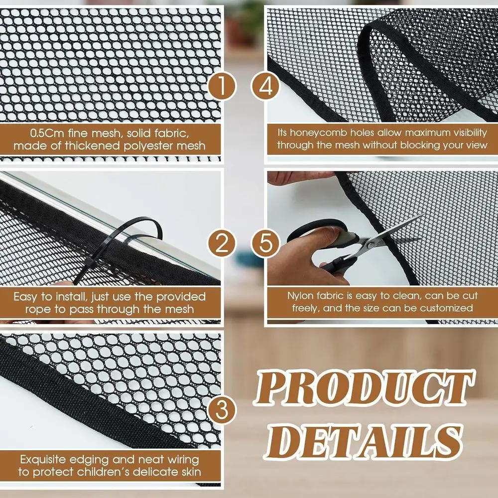 Banister Guard x3 Balcony Netting Kids Pets Stairway Safety Net Baby Gate Balcony Net Safety Mesh Stair Net No Drilling Apparent - view 4