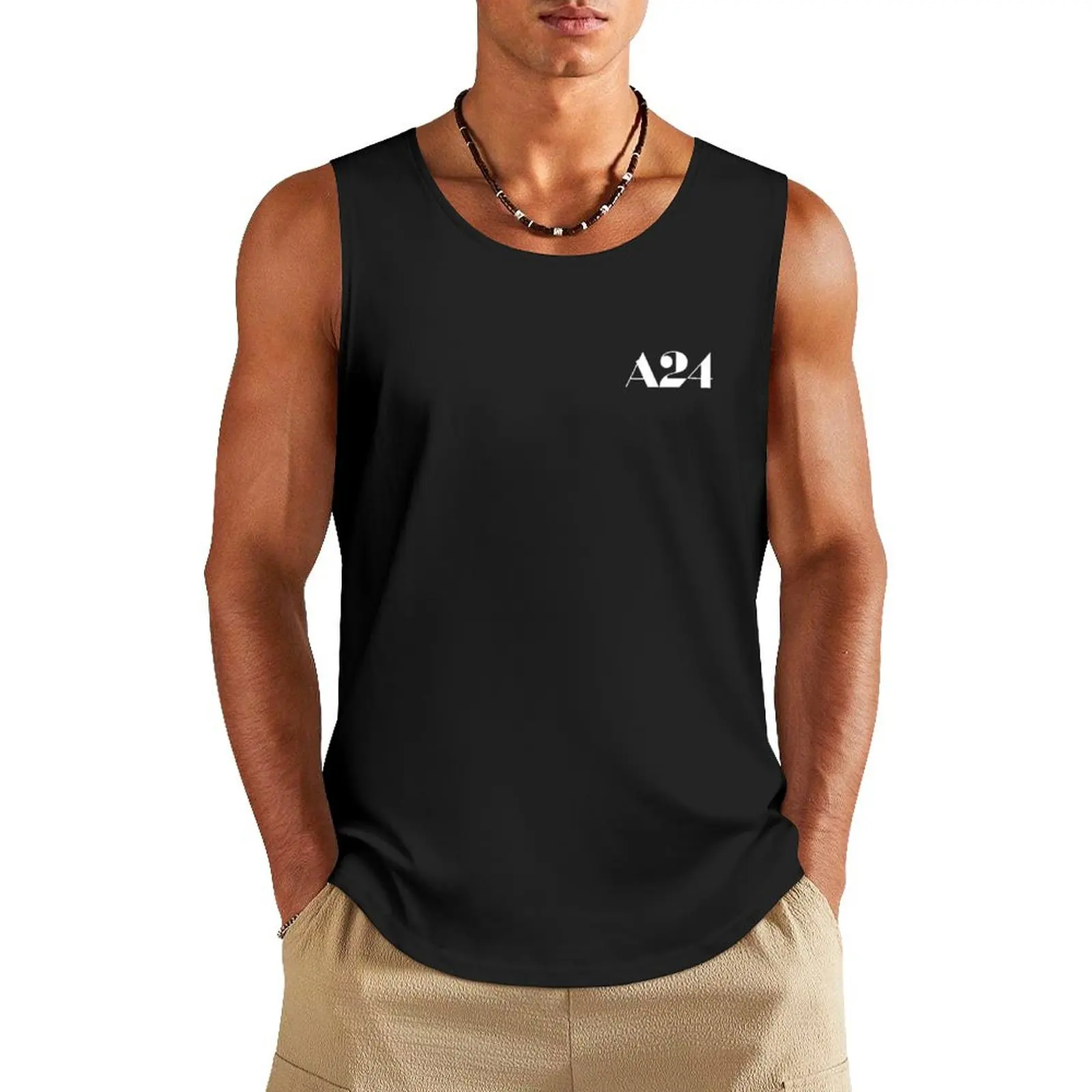 A24 White Logo T-Shirt Tank Top sleeveless gym shirt man fitness Men sleeveless tee