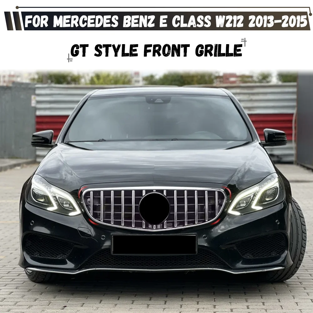 For Mercedes Benz E Class W212 2013-2015 E260 E300 E350 GT Style Front Radiator Grille Bumper Grill Middle Grid Inlet Mesh