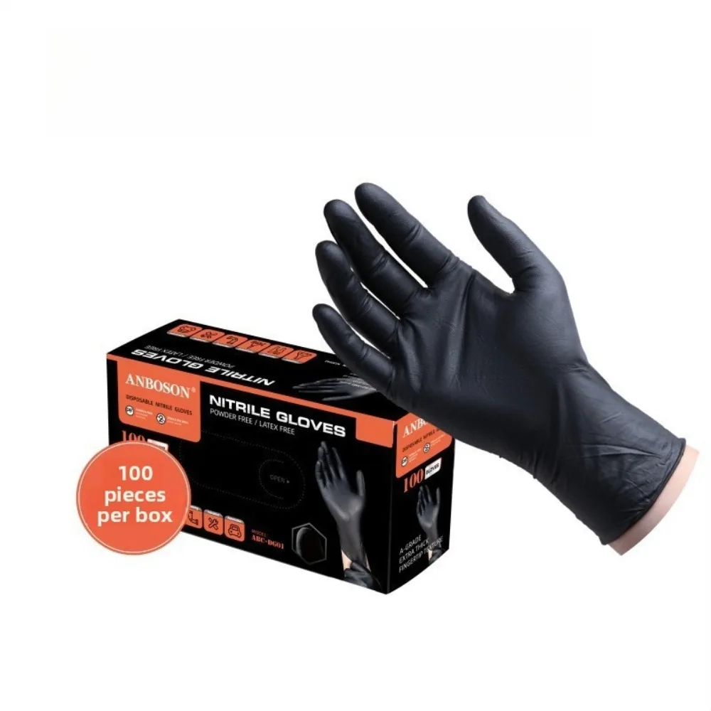 Disposable Black Nitrile Gloves Thickened Durable Food Grade for Catering Auto Repair Kitchen Cleaning Protective Gloves
