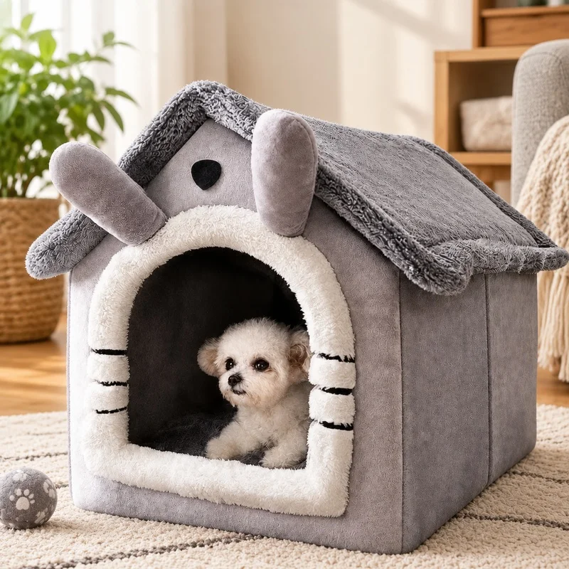 Soft Removable Cushion Pet Tent for Indoor Use, Washable Cozy Bed Suitable for Dogs and Cats Year-Round