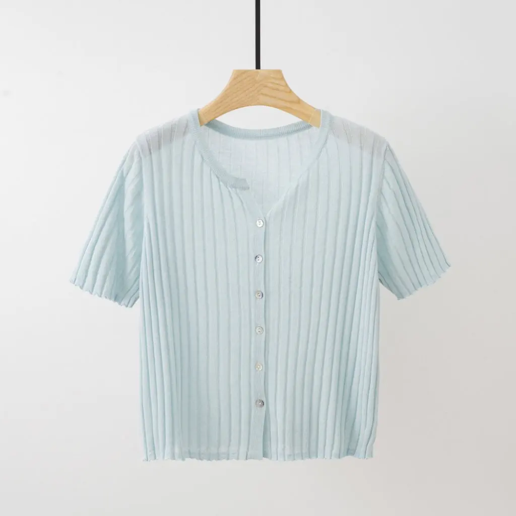 

plus Size Women's Loose Slimming Knitwear Short-Sleeved Linen Tencel Cardigan Non-See-Through Summer New Arrival