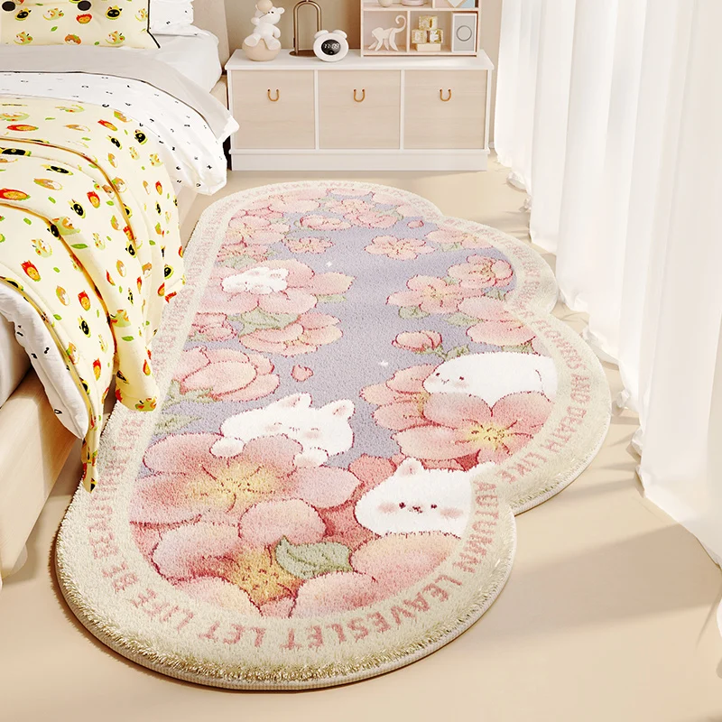 

Ins Style Bedroom Bedside Long Carpet Unusual Shape Irregular Clouds Fluffy Soft Carpet Girl Room Princess Style Comfortable Rug