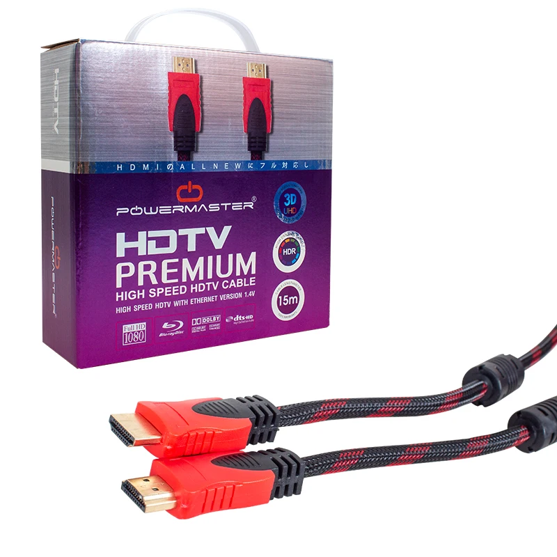 HDMI cable 15 meters braided boxed POWERMASTER (1.4 V - 3D)