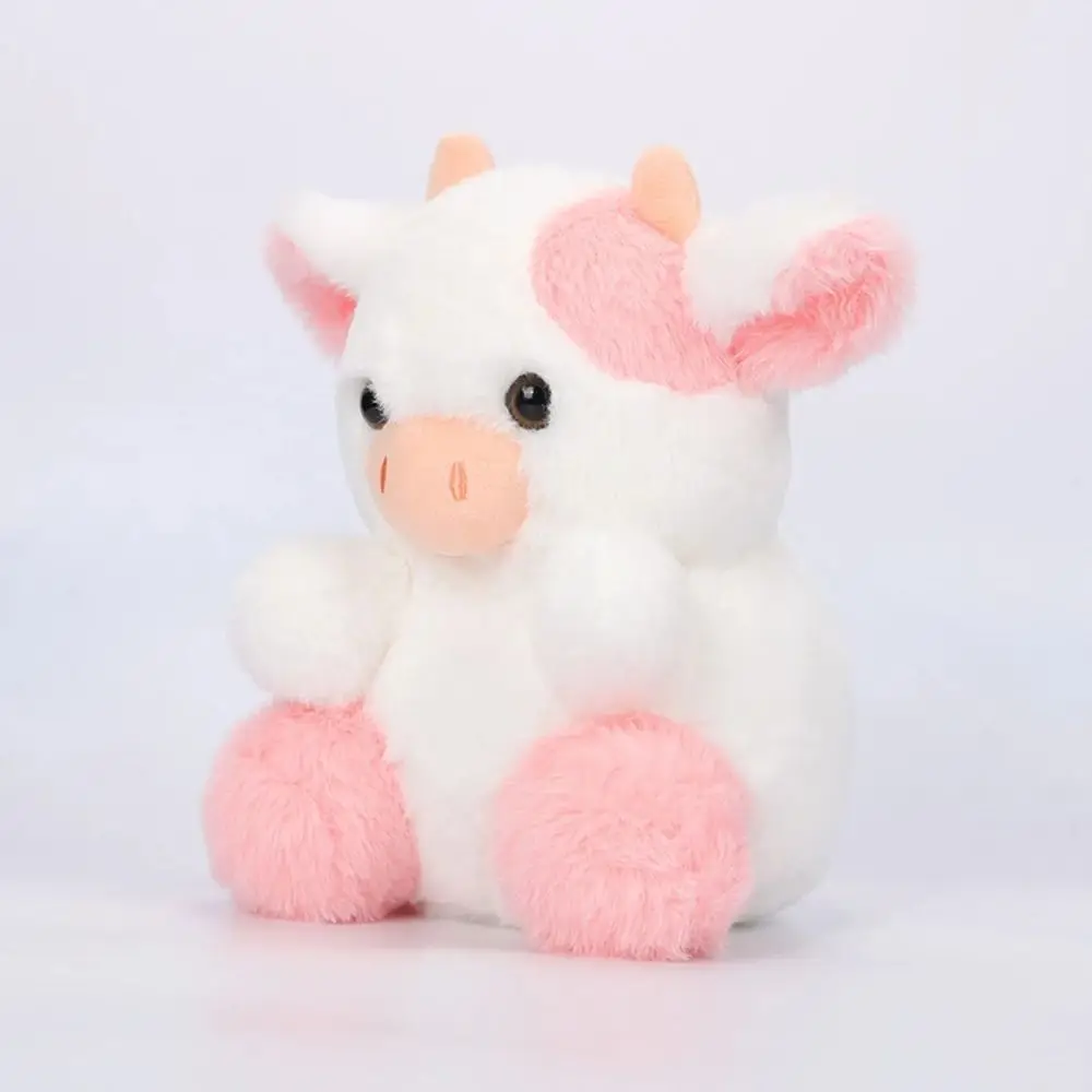 Peluche Mucca Fragola Rosa Nero Cartone Animato Mucca Farcita Colorata Taglio Morbido Mucca Fragola Decorazione della Stanza