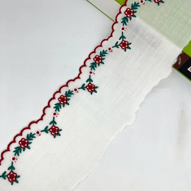 5Yard/Los 8cm breiter zweifarbiger Faden Baumwoll tuch Stickstoff DIY Damen kleid Kinder kleidung Spitzen besatz Accessoires – Detail 1