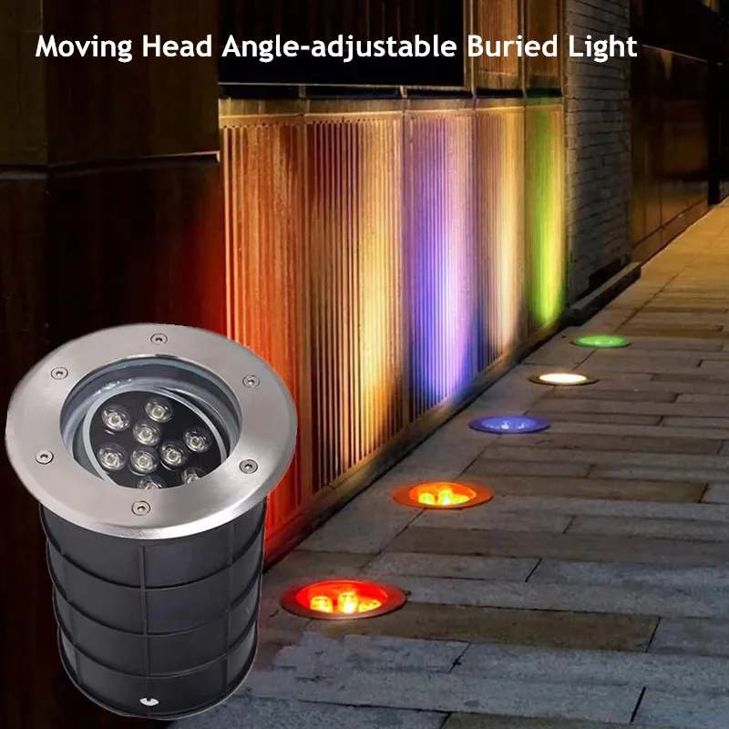 Outdoor Garden Deck Stair Step Underground Lamp Moving Head Angle-adjustable Buried Light Path Floor Lights 12v 24v 220v 36w 24w