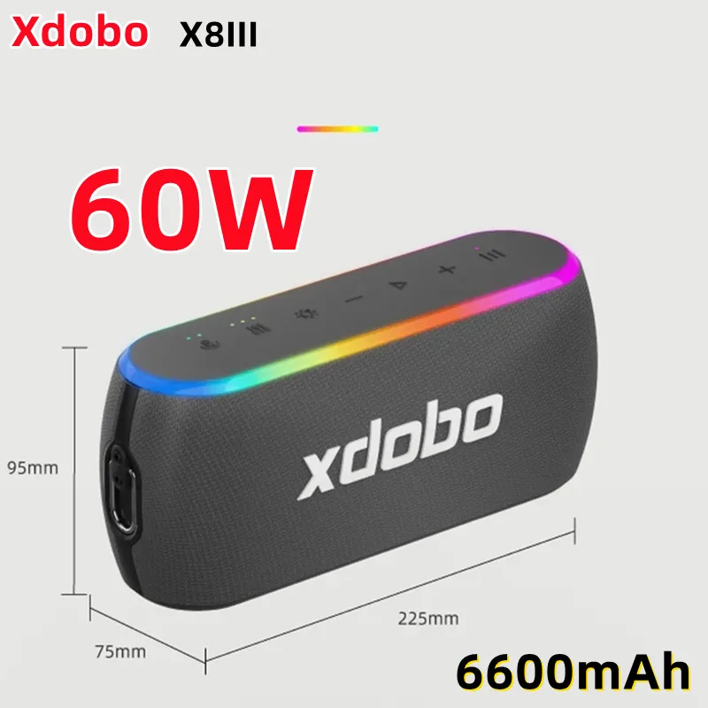 

XDOBO X8 III 60 Вт высокой мощности Bocinas Bluetooth Открытый Водонепроницаемый IPX7 популярный сабвуфер Parante Bluetooth с RGB светильник Boombox