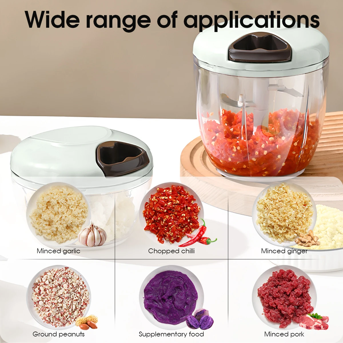 1pc Manual 600ml/900ml Vegetable Chopper Garlic Crush - Garlic, Onion & Herb Grinder for Kitchen Cutting Garlic, Household Use
