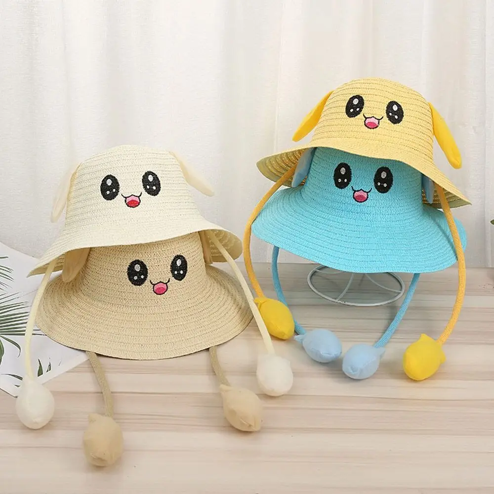 Summer Bucket Cap Moving Ears Straw Hats Fisherman\'s Hat Sun Hat Beach Hat