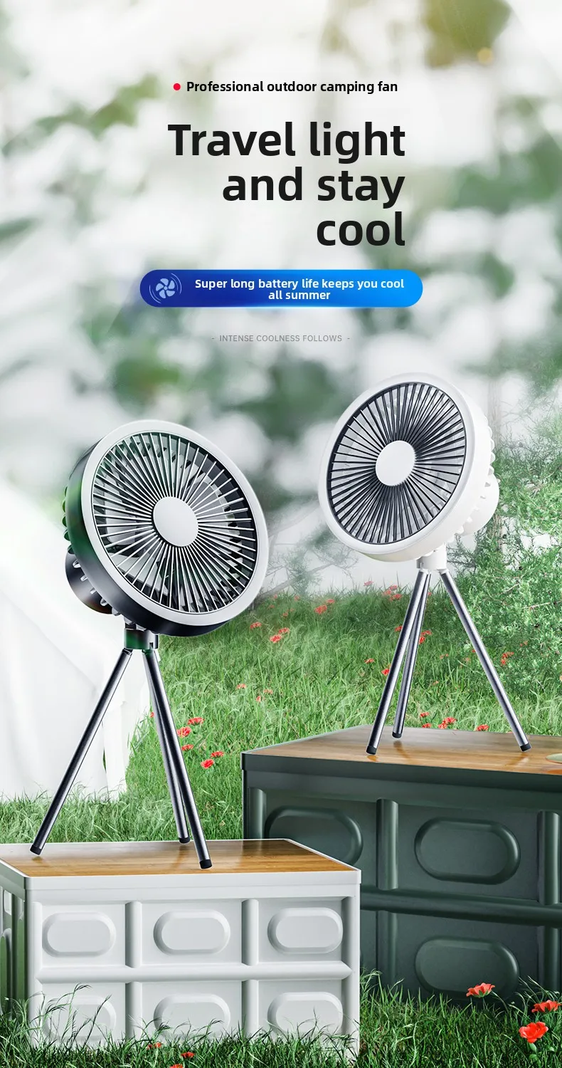 Portable Foldable Camping Fan Mini Air Conditioner Hanging & Desktop Cooling Fan for Outdoor Dorm Use