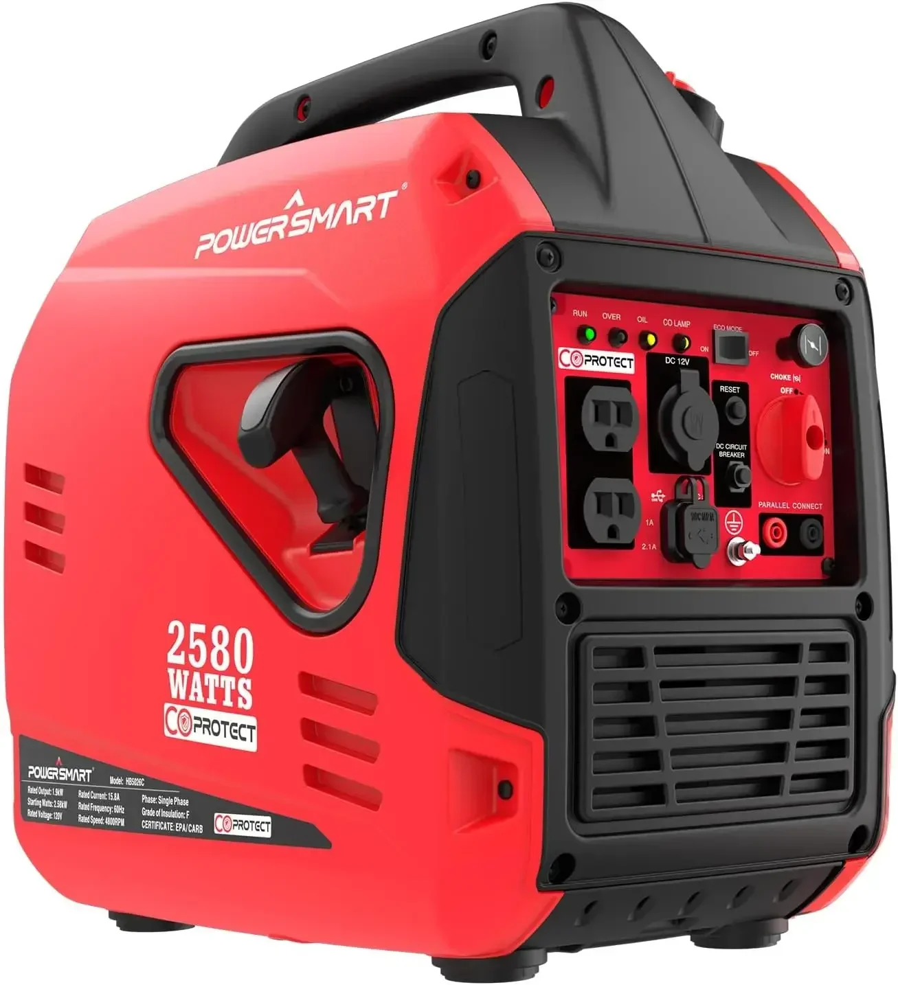 

PowerSmart 2500-Watt Gas Powered Portable Inverter Generator, CO Sensor, Super Quiet for Camping, Tailgating, Home Emergency Use