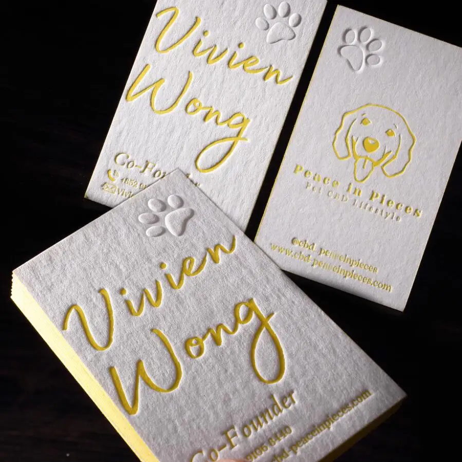 500pcs Custom 360gsm Special Paper With Letterpress Or Deboossed LOGO Business Card Printing