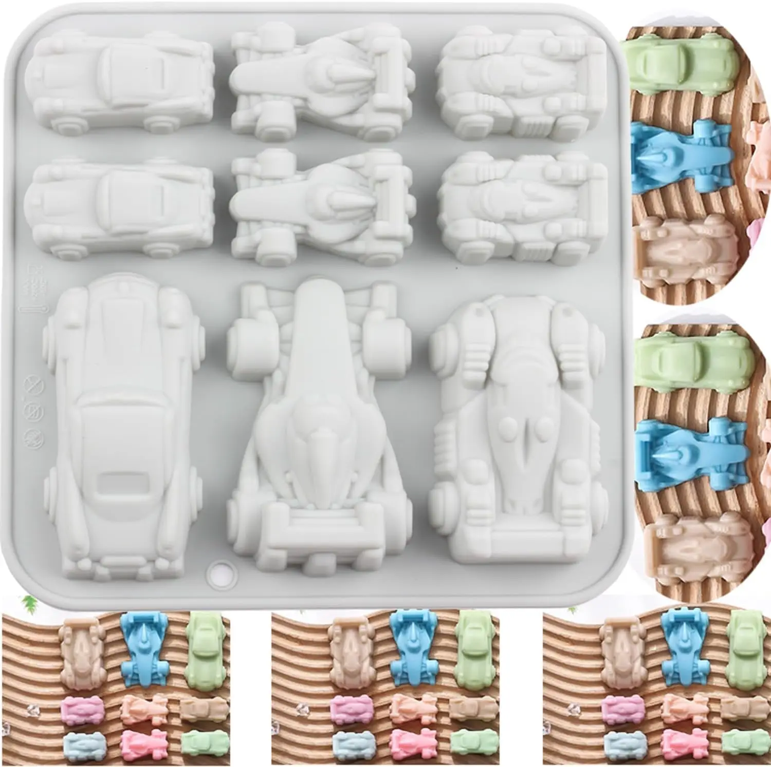 

9 Cavity Racing Car Silicone Molds Car Themed Candy Mold for Chocolate Candy Epoxy Resin Molds Cake Decoration Accessories