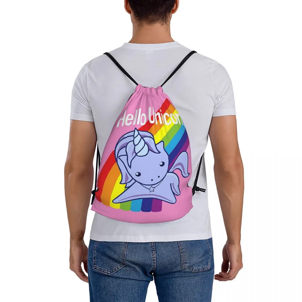 Hello Unicorn zaini moda borse portatili con coulisse borsa con coulisse tasca articoli vari borsa BookBag per la scuola di viaggio