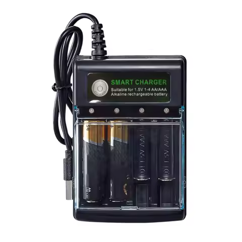 4 Slot 1.5V Alkaline Battery Charger with Intelligent Repair Battery Recycling Function for Extended Battery Life