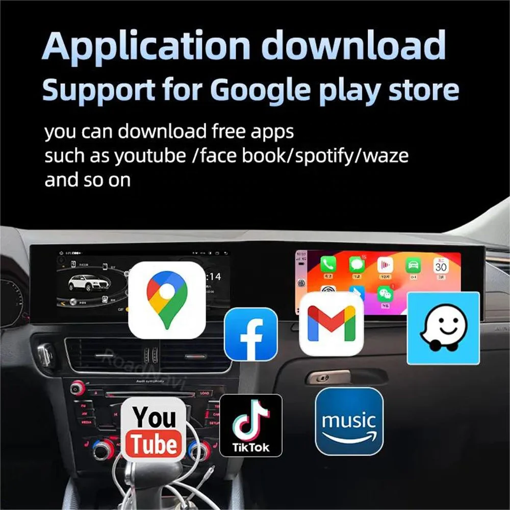 شاشة RELI1 RoadNavi ذات النظام المزدوج لراديو أودي Q5 2009-2017 أندرويد مع نظام ملاحة GPS Carplay Dsp 360
