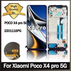 Super AMOLED For Xiaomi Poco X4 Pro 5G 2201116PG LCD Display Screen Touch Panel Digitizer For Redmi Note 11E Pro LCD Frame