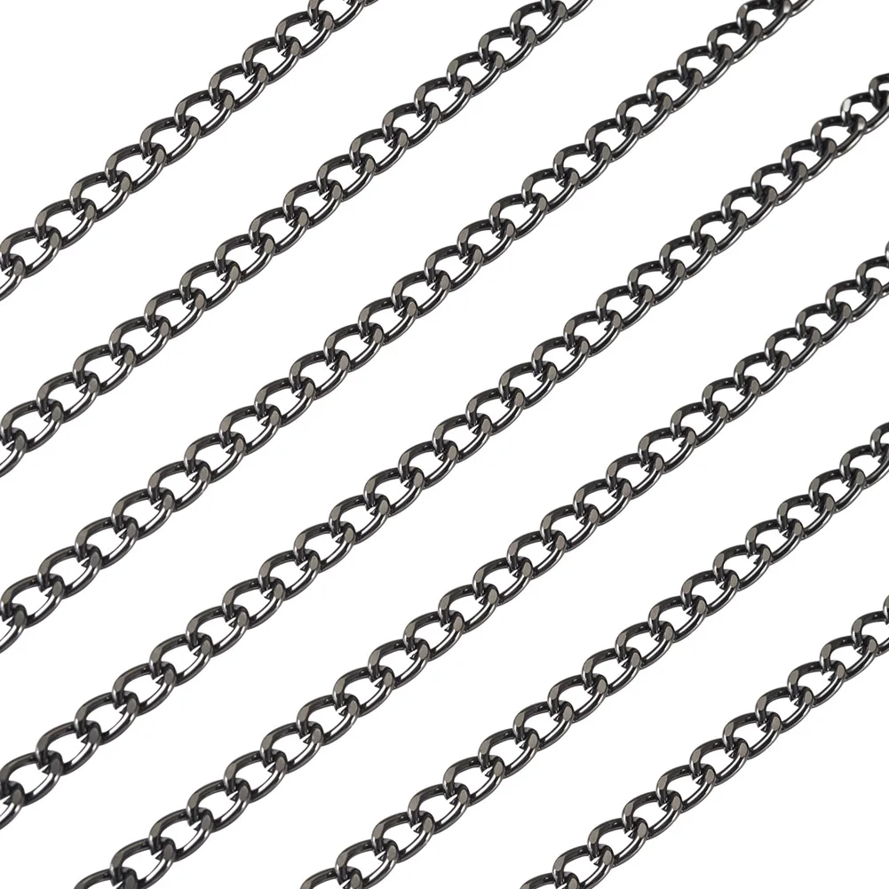 PandaHall 1Roll Aluminium Twisted Curb Chain Unwelded Link Chain For DIY Necklace Bracelets Jewelry Finding Material