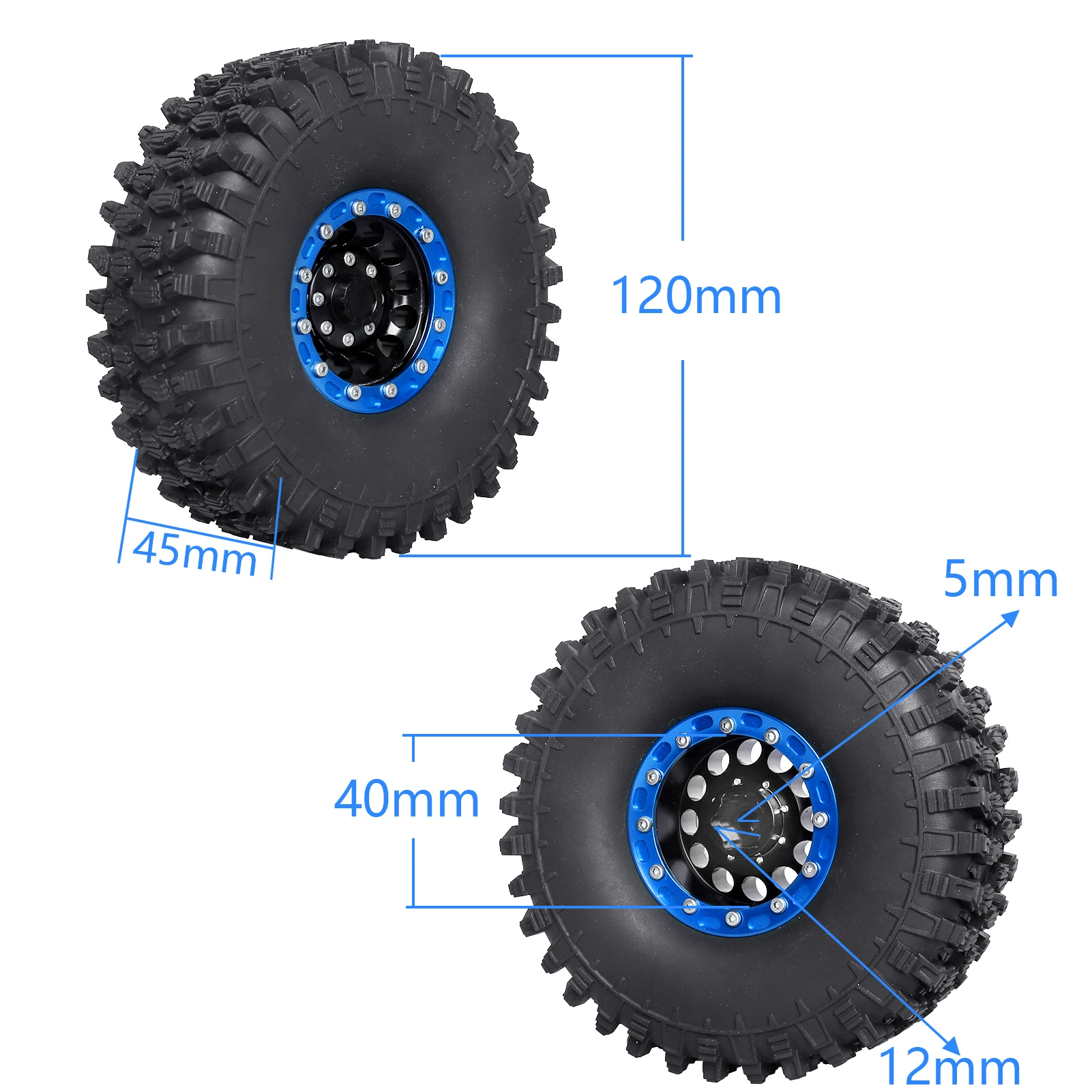 HobbyPark 1.9 Beadlock Wheel Rims & 1.9 RC Crawler Tires 4.7 Inch Height for Traxxas TRX4 Axial SCX10 SCX10 II III Redcat Gen 8