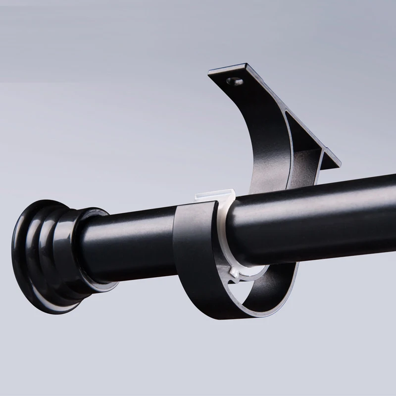 Curtain Track Single Bracket Black And White Top-mounted Side-mounted Single-yard Double-yard Curtain Rod Toroma Rod Bracket