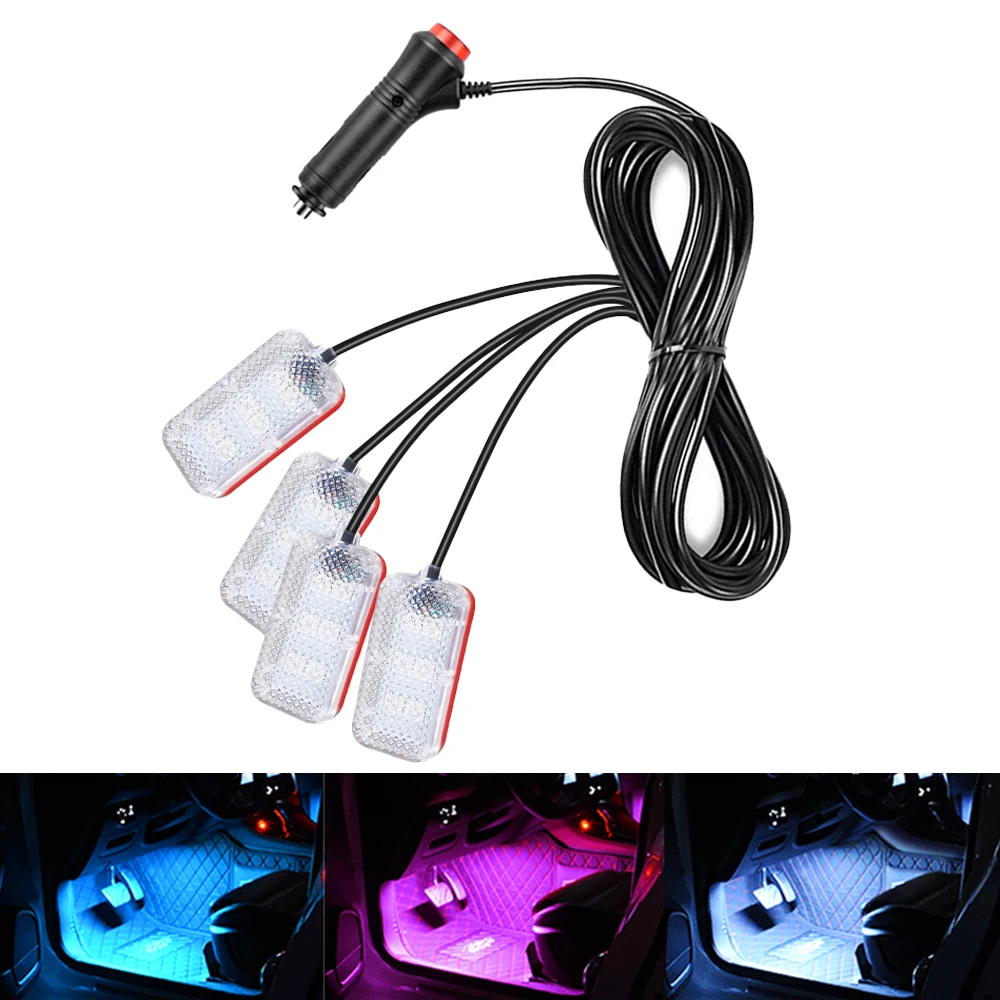 

Автомобильный неоновый свет для ног, светодиодный интерьер, окружающее украшение, подсветка, прикуриватель, 5 В, USB атмосферная лампа, аксессуары для автомобиля