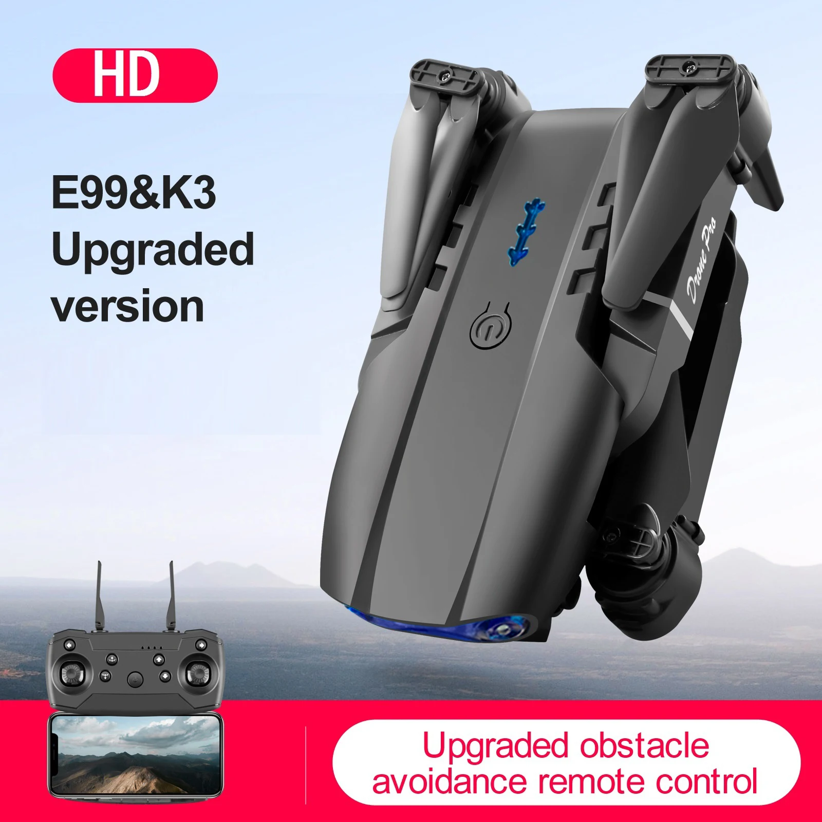 E99 Folding Drone Quadcopter Remote Control Handle Four Axis Aircraft HD 4K Photography UAV Altitude Fixation