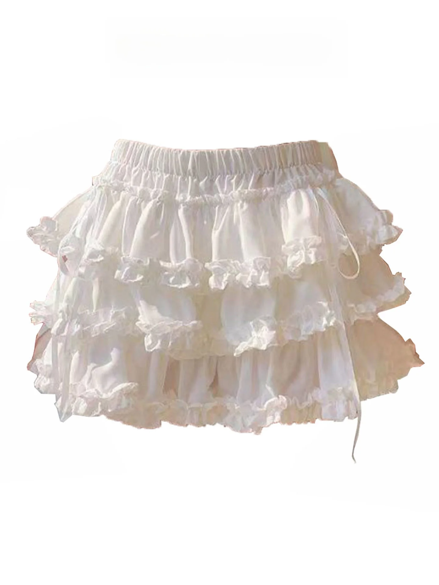 Ballet Style White Lace Cake Half Skirt Women Summer Small Pumpkin Puffy Skirt Sweet Girl Short Skirt High Waist A-Line Skirt