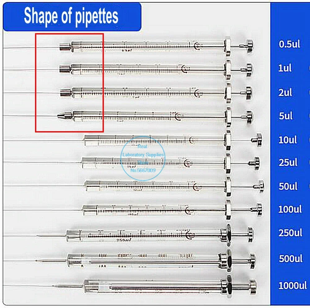 1 Buah Semprotan Microliter Fase Uap Laboratorium 0, 5ul Ke 1000ul dengan Ujung Kepala, Microinjector Kromatografi Laboratorium