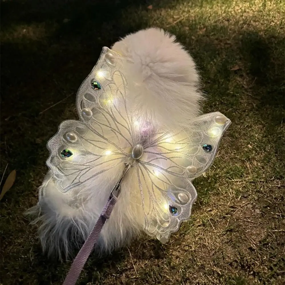 Dog Wings Glowing Butterfly Pet Back Decoration Cute Cat Accessories Dog Clothes for Small Medium Pet Supplies