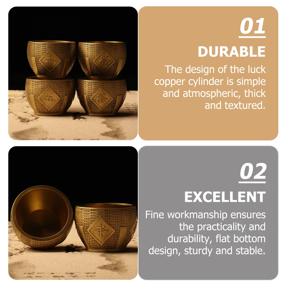 

Copper Cylinder Ornaments Vintage Home Decor Decoration Sculpture Housewarming Gift Brass Granary Auspicious Office Statue
