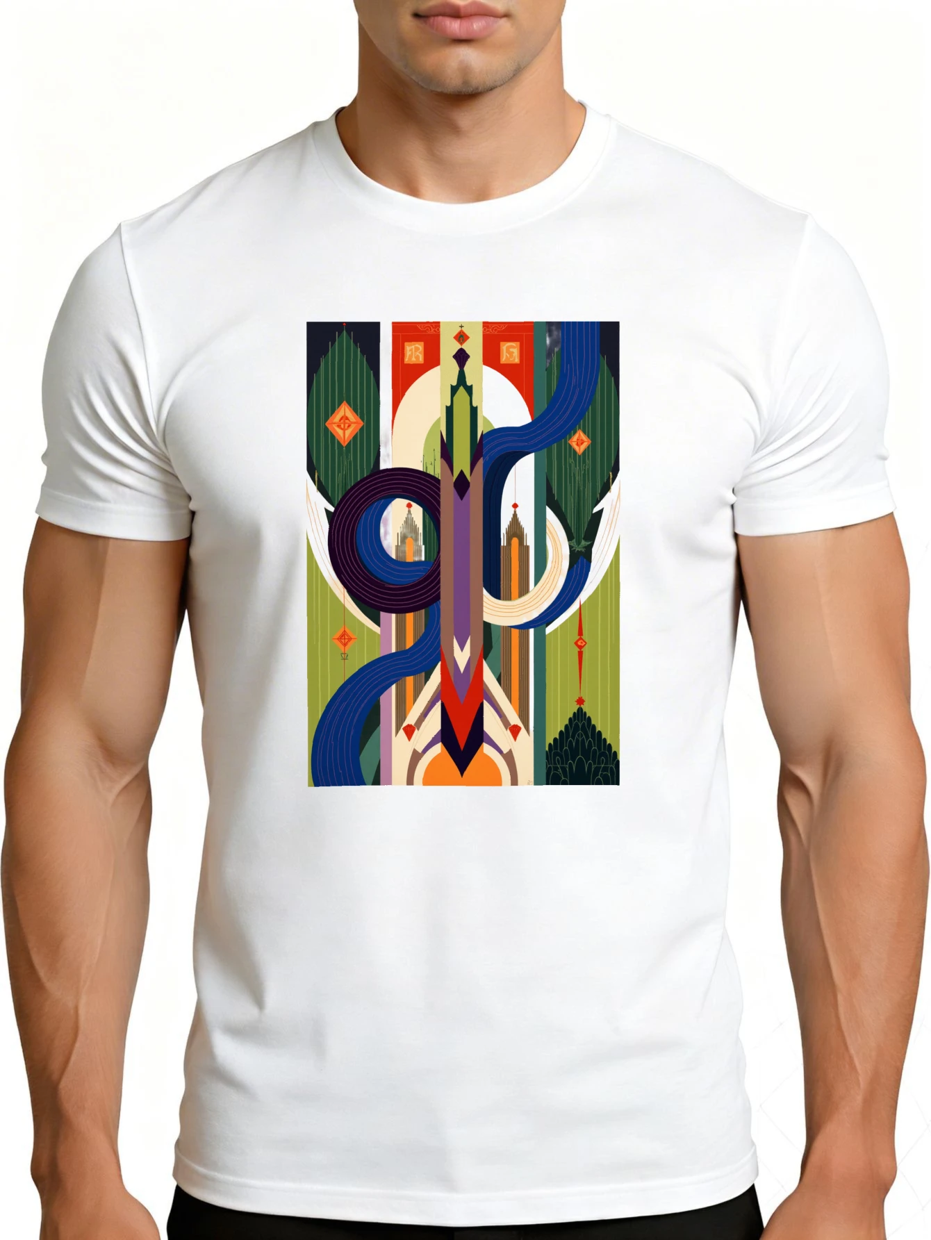 Men's Graphic T-Shirt - Breathable, Soft, Lightweight - Geometric Art Decorative Design Pattern - Vintage Fun Pattern Casual Short Sleeve Summer Top, Gift for Him