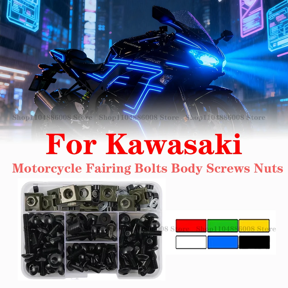 

Motorcycle Fairing Bolts Body Screws Nuts For Kawasaki Z900 Z750 Z800 Z650 Z1000 ER6N Versys 650 ZX6R ZX10R Ninja 400 300