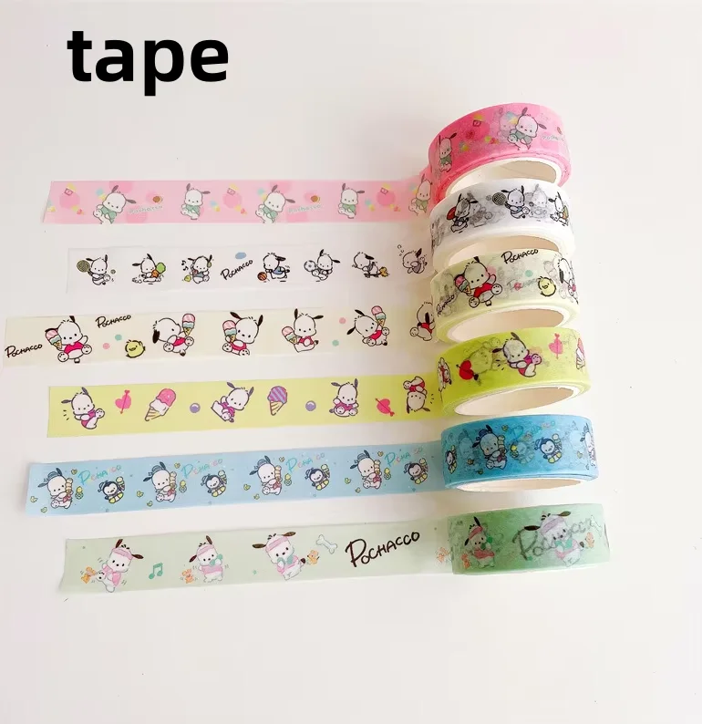 48pcs/lot 15mm*5M Sanrio Pochacco Washi Tape Stickers Kawaii Scrapbooking Diary Adhesive Masking Tape Stationery Gift