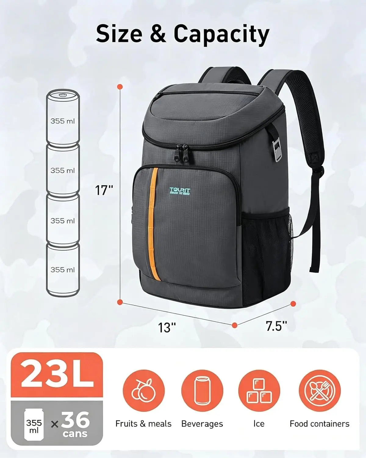 TOURIT Cooler Backpack Insulated 30 Cans, Lightweight Leak Proof Travel Cooler Bag, Soft Waterproof Backpack Cooler for Men Women, Camping Hiking Beach Travel Picnic