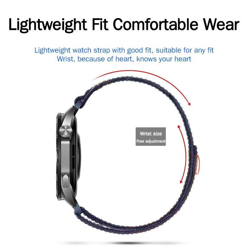 Correia de Nylon Loop para Relógio Redmi 3, Banda Desportiva para Xiaomi Mi Watch 3 Active, Samsung Galaxy Watch 6, 5, 4 Series, 22mm, 20mm