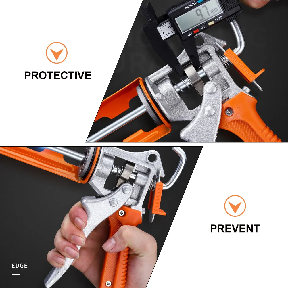 เครื่องมือยาแนวในครัวเรือน 1 ชิ้น แบบใช้มือ ฉีดกาว โครงสร้างเสริมแรง ฐานเรียบ ใช้งานได้ยาวนาน ป้องกันการไหลล้น สีส้ม